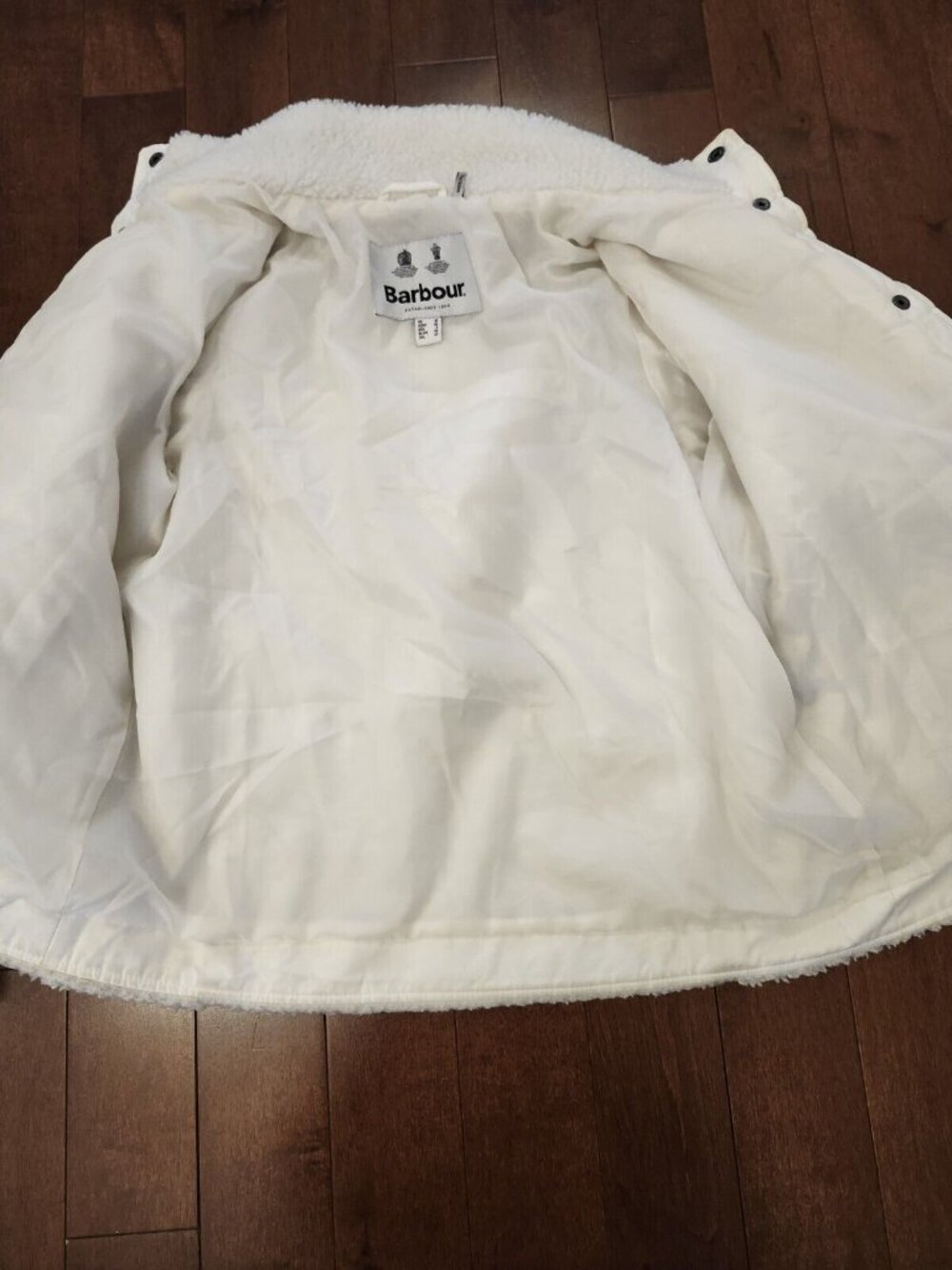 Barbour Netley women's white fleece jacket in size USA 6 - Picture 3 of 10